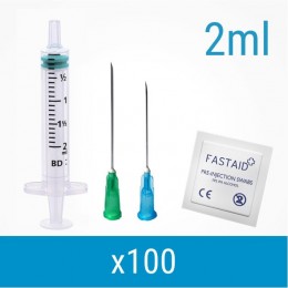 Blue 2ml 100 Pack Injection Kit | Needles, Syringes & Swabs