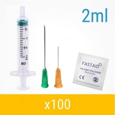 Orange 2ml 100 Pack Injection Kit | Needles, Syringes & Swabs