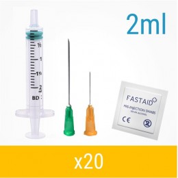 Orange 2ml 20 Pack Injection Kit | Needles, Syringes & Swabs