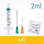 Orange 2ml 40 Pack Injection Kit | Needles, Syringes & Swabs