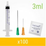 Orange 3ml 100 Pack Injection Kit | Needles, Syringes & Swabs
