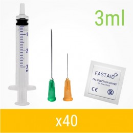 Orange 3ml 40 Pack Injection Kit | Needles, Syringes & Swabs