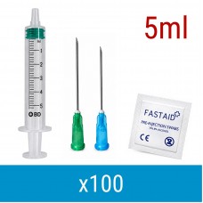 Blue 5ml 100 Pack Injection Kit | Needles, Syringes & Swabs