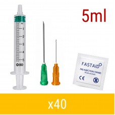 Orange 5ml 40 Pack Injection Kit | Needles, Syringes & Swabs